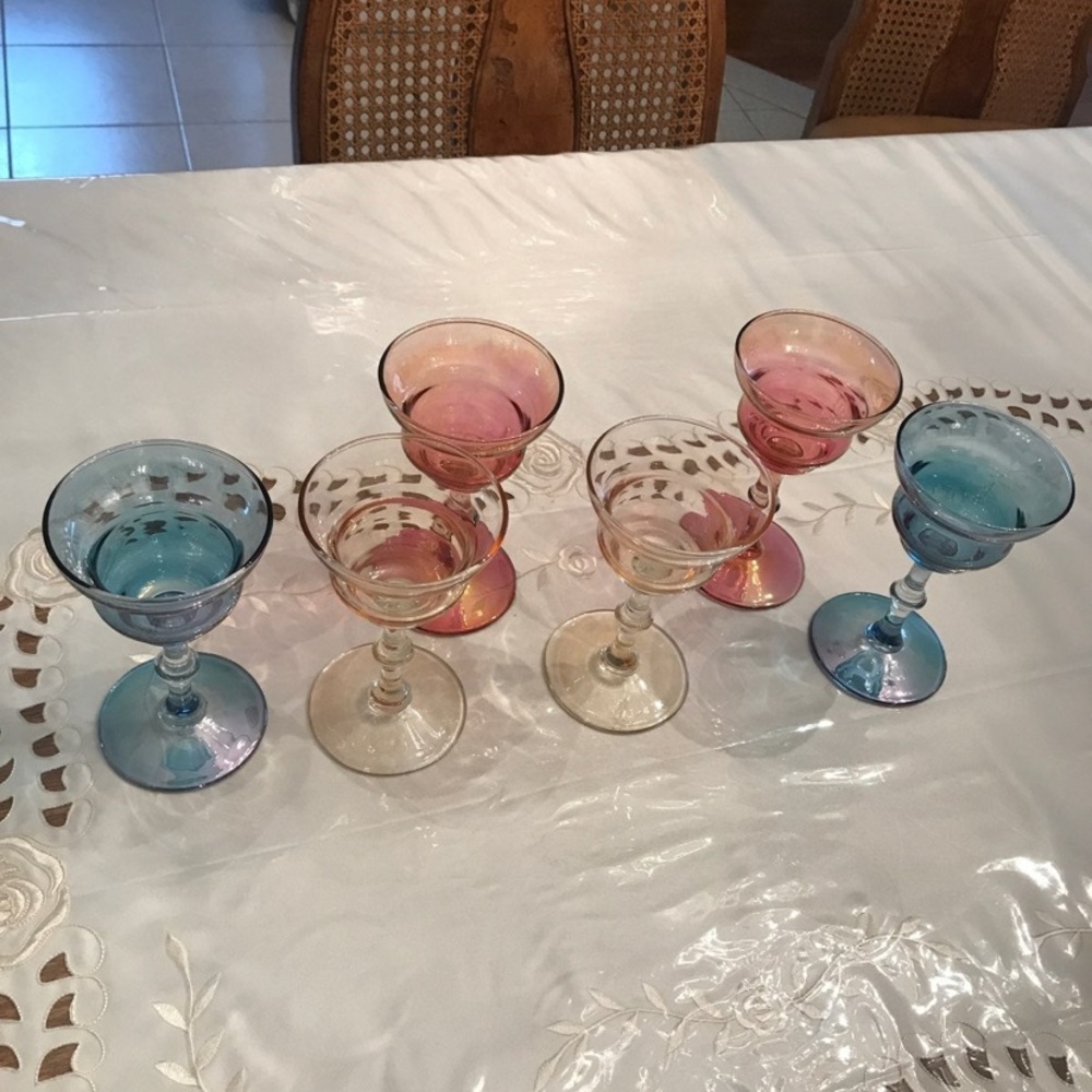 Vintage 🚨colored cocktail stems set of 6